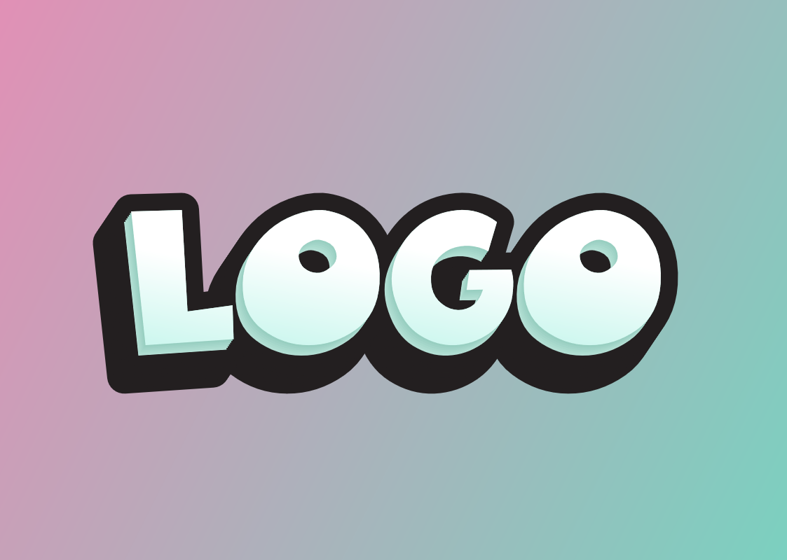 Texto 3D 'LOGO' com Design Vibrante