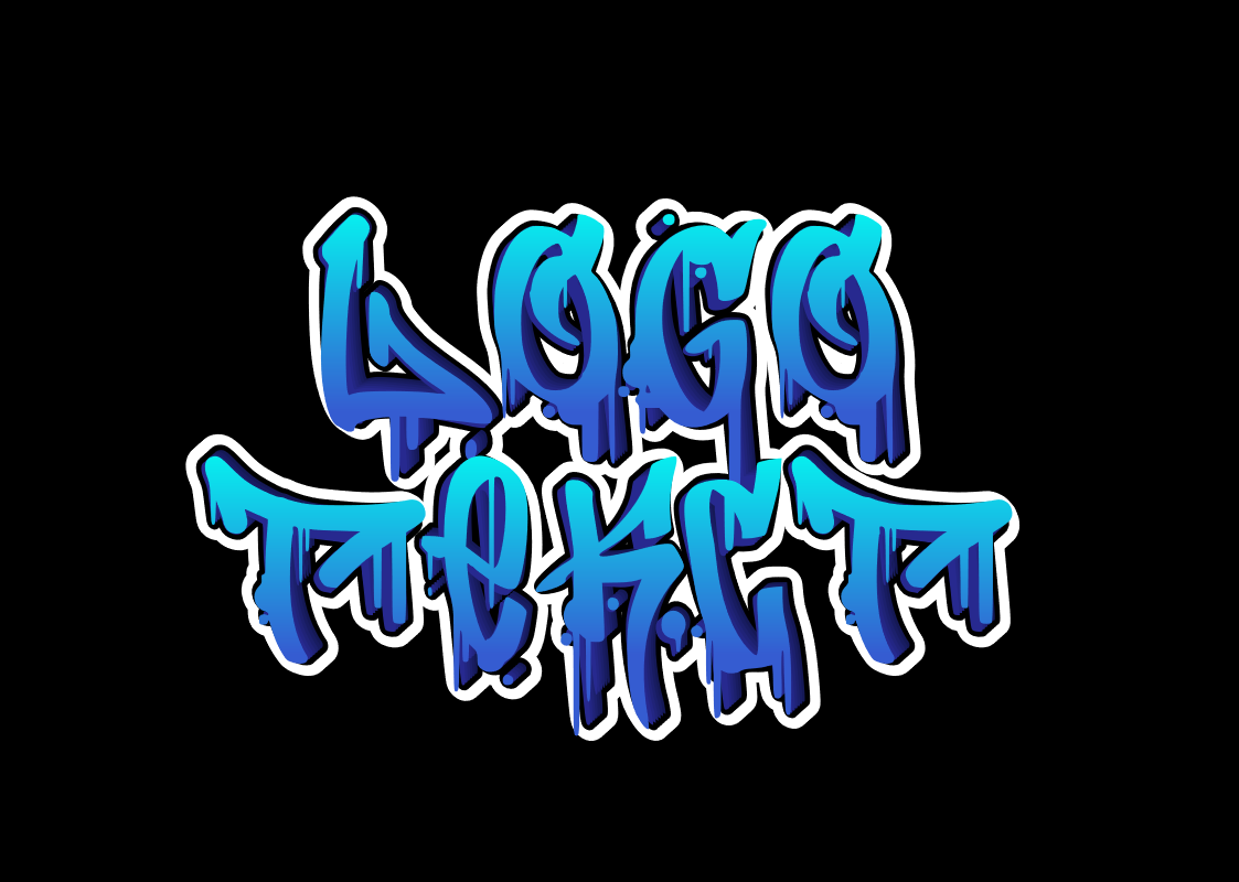 'Logo Text' - Graffiti em Estilo Azul