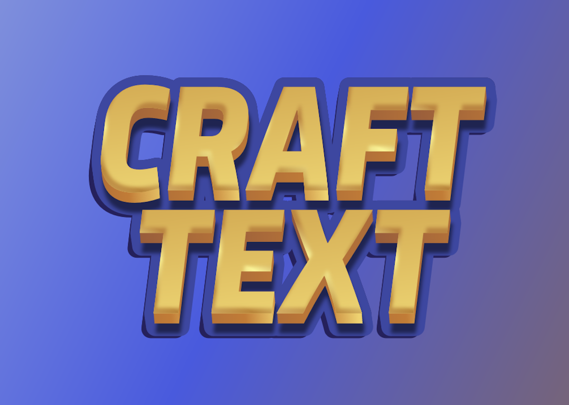 'Craft Text' - Texto 3D Dourado com Borda Azul