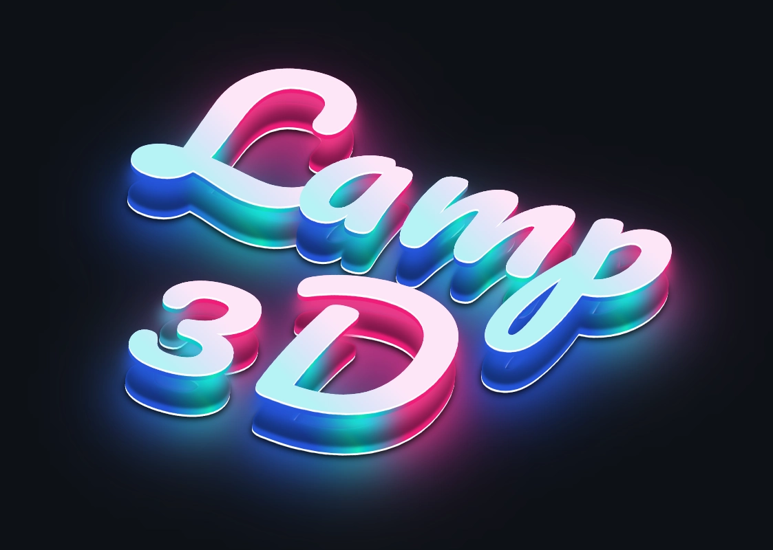 Inscrição 3D original com efeito neon