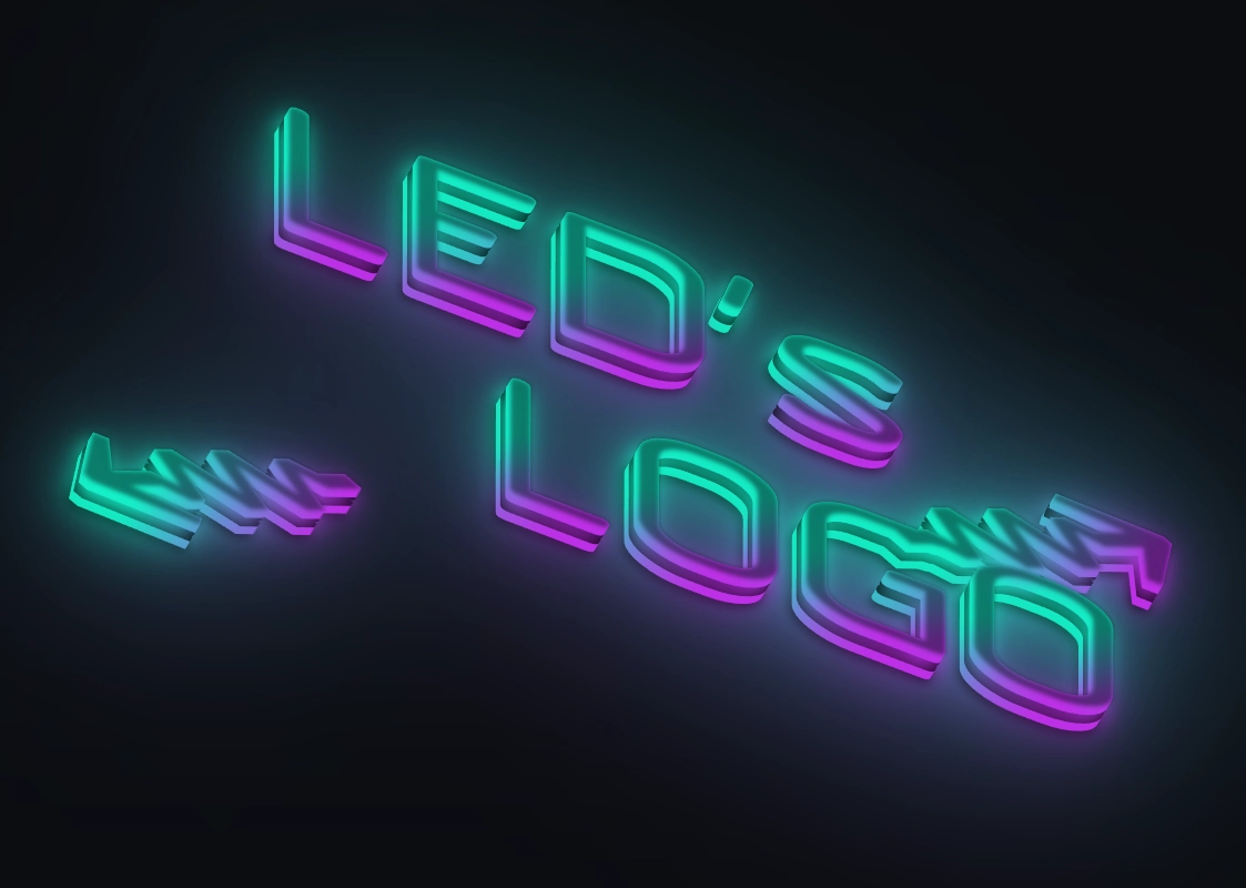 Texto 3D neon com degradê