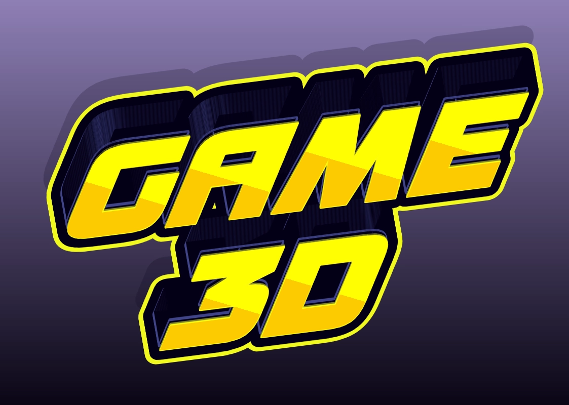 Logotipo 3D inscrição no estilo de jogo