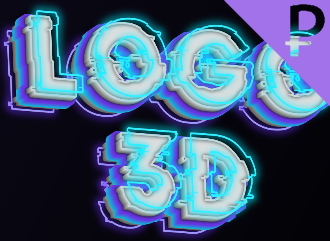 Inscrição neon para o cabeçalho do canal ou visualização prévia de vídeo com efeito 3D fonte GLITCH