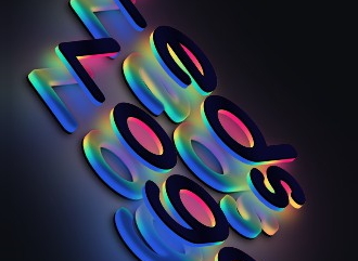 Fazer um logotipo 3D com uma fonte bonita com efeito de gradiente de LEDs